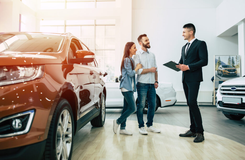 Busy car dealership